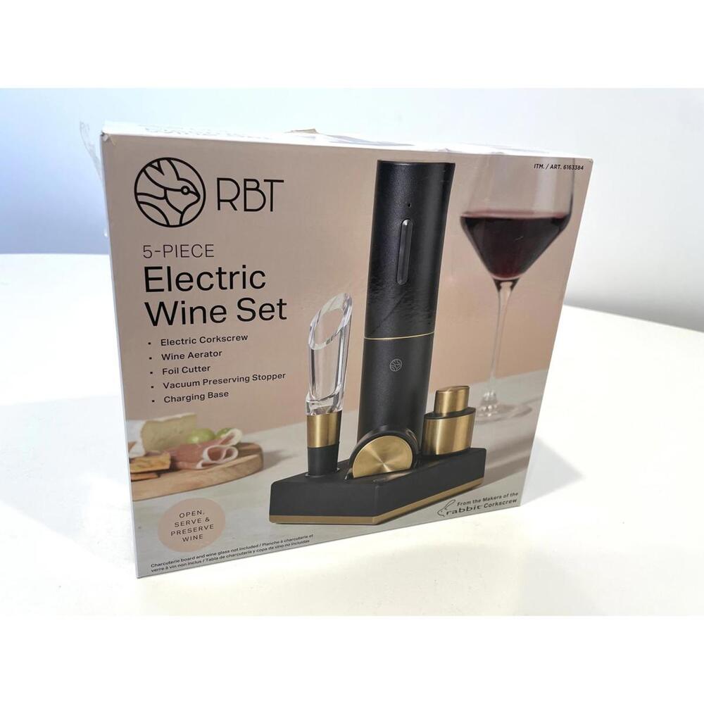 Rabbit 5-Piece Electric Wine Set with Corkscrew, Aerator & Foil Cutter